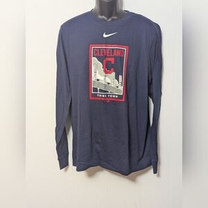 NWT Men's Nike Cleveland Baseball Navy Long Sleeve Shirt Size Medium